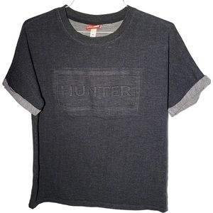 Hunter Mens Medium Charcoal Grey Rolled Short Sleeves Crew‎ Neck